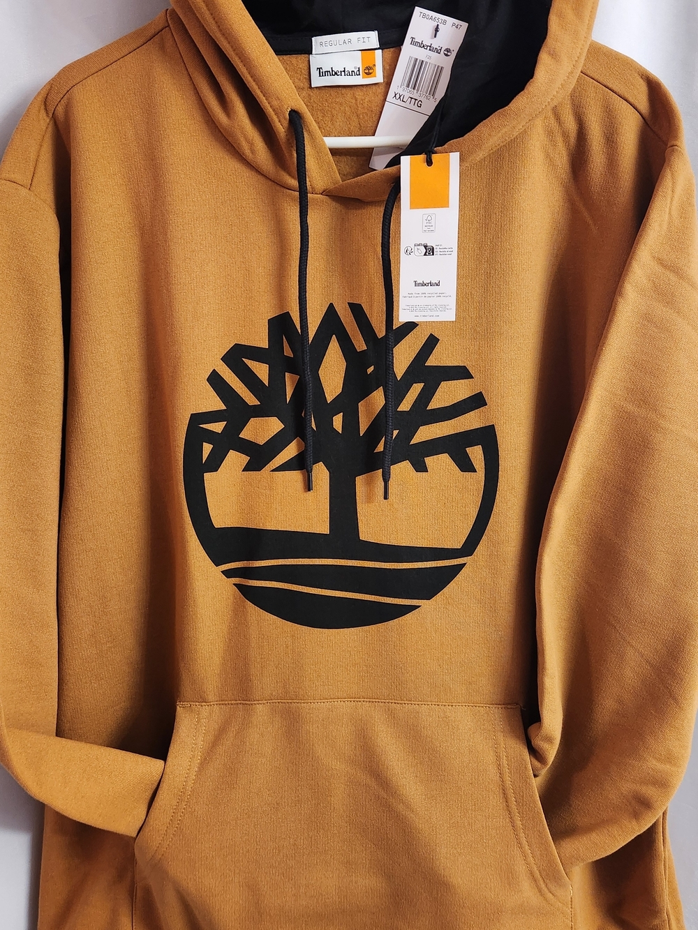 🔥NEW TAGS ON🔥Timberland Men's Mustard Crewneck Hoodie with Black Tree Logo